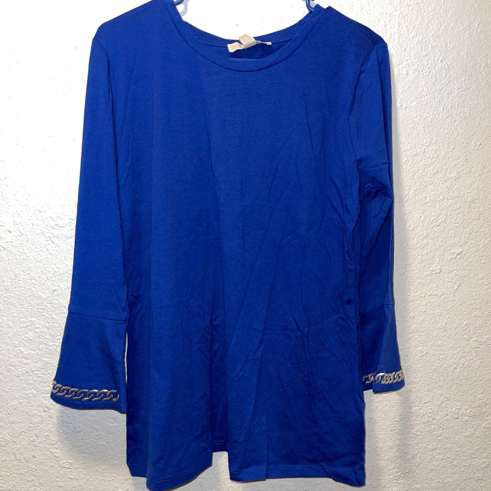 Michael Michael Kors Embellished Bell-Sleeve Top, Blue